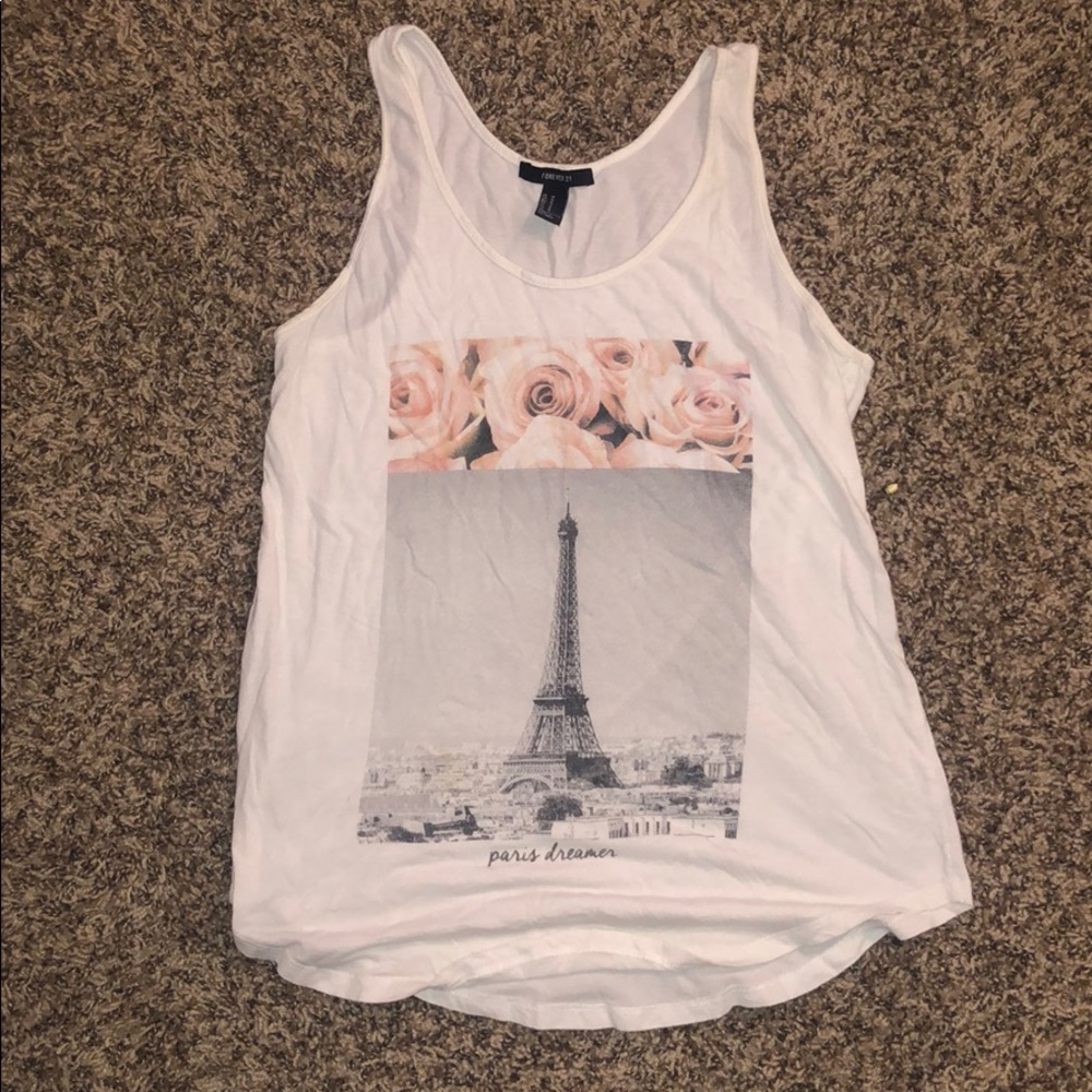 White floral paris tank top
